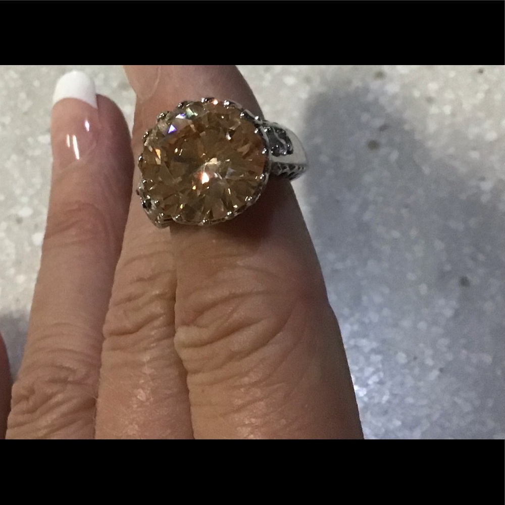 Huge citrine color sterling ring